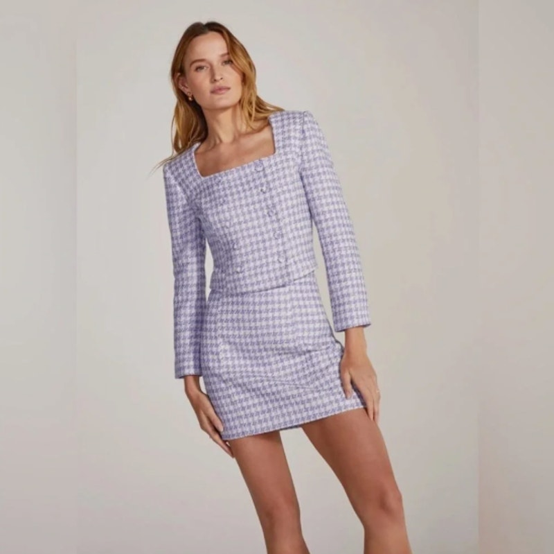 Favorite Daughter First Wife Tweed Mini Skirt Lilac Purple Sz 6 Nwt $218 {3p8}